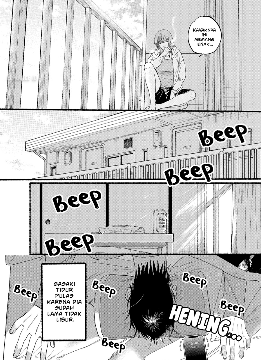 A Story About Smoking at the Back of the Supermarket (Super no Ura de Yani Suu Futari) Chapter 25.6 Bahasa Indonesia