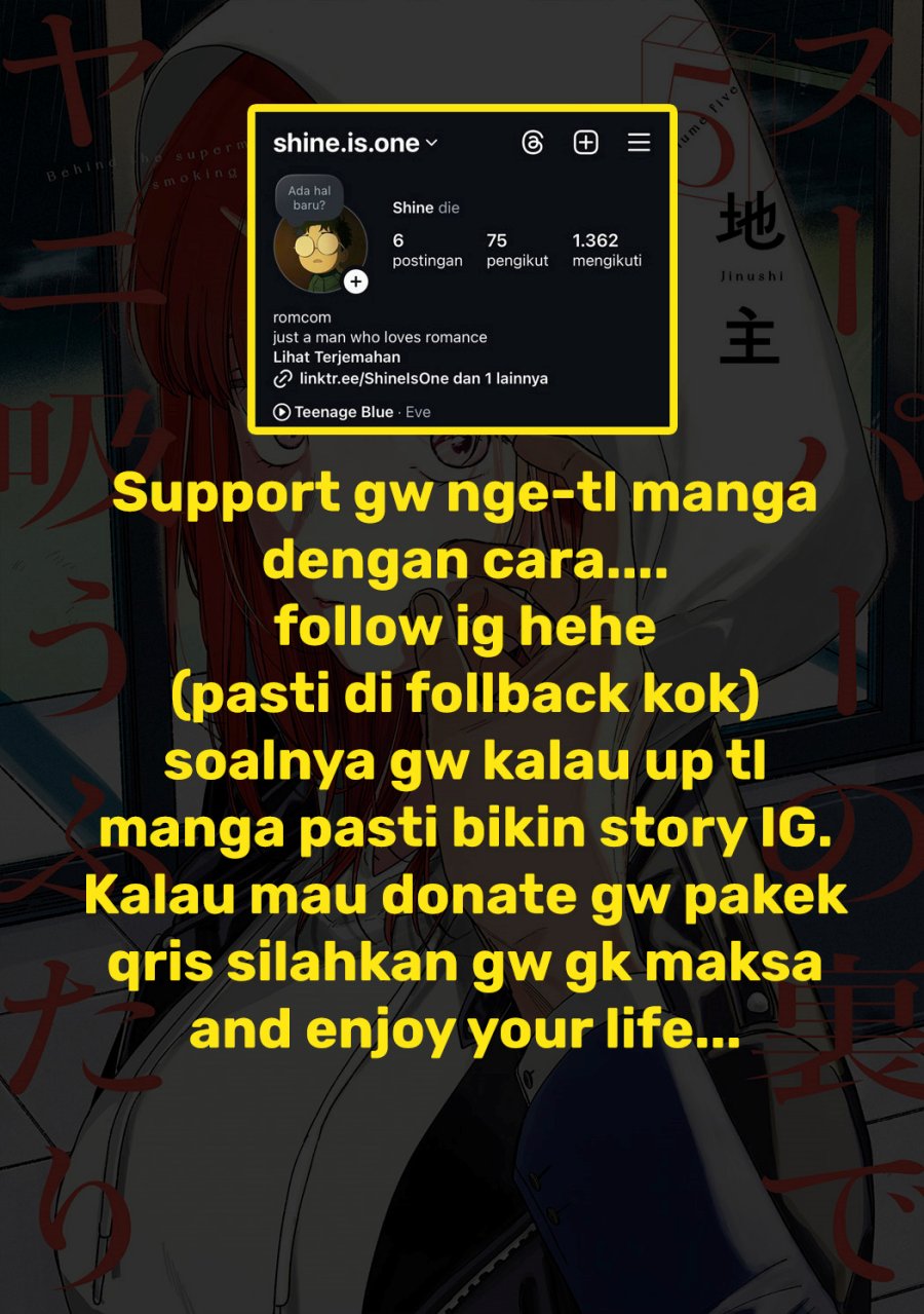 A Story About Smoking at the Back of the Supermarket (Super no Ura de Yani Suu Futari) Chapter 34 Bahasa Indonesia