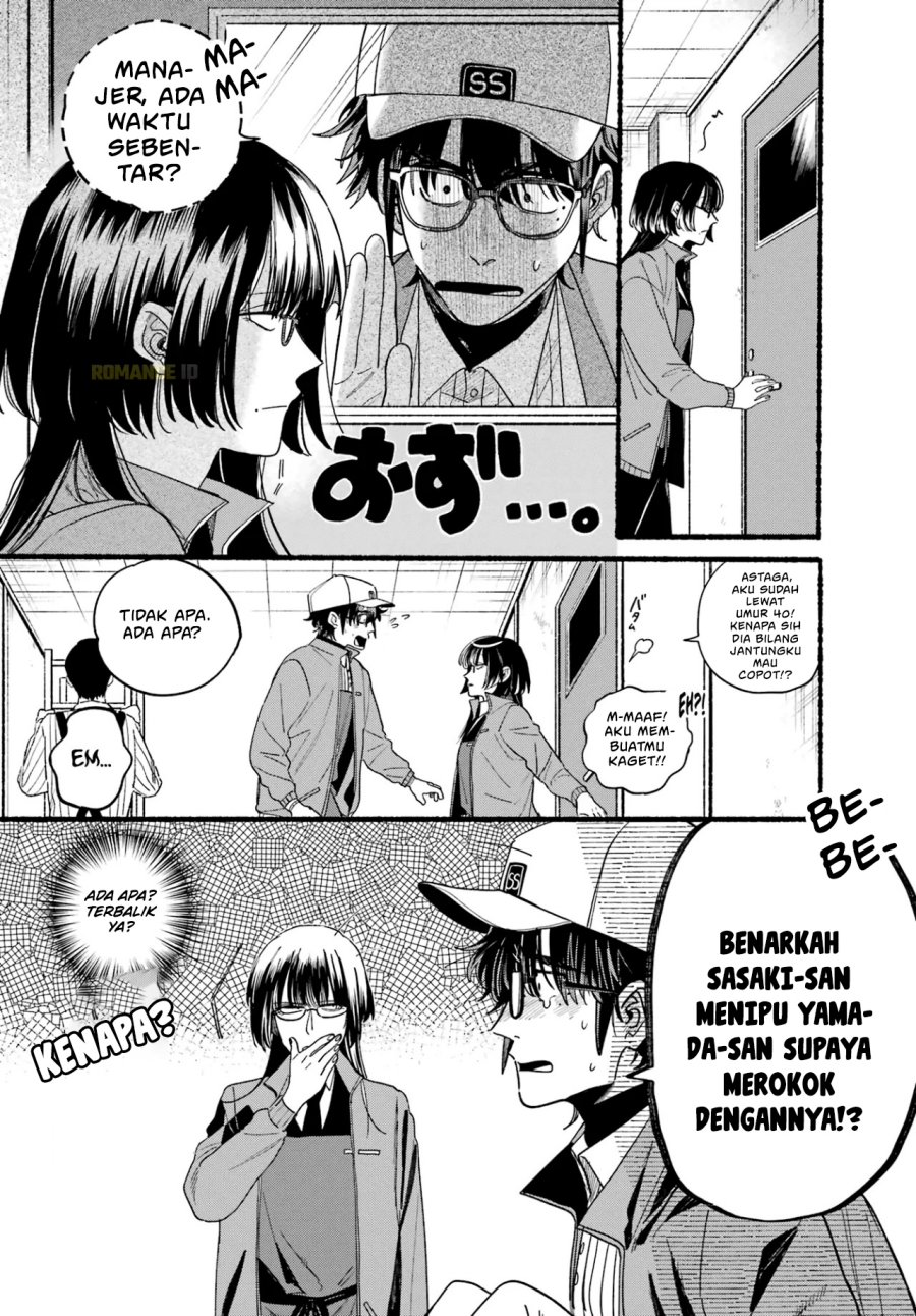A Story About Smoking at the Back of the Supermarket (Super no Ura de Yani Suu Futari) Chapter 36 Bahasa Indonesia