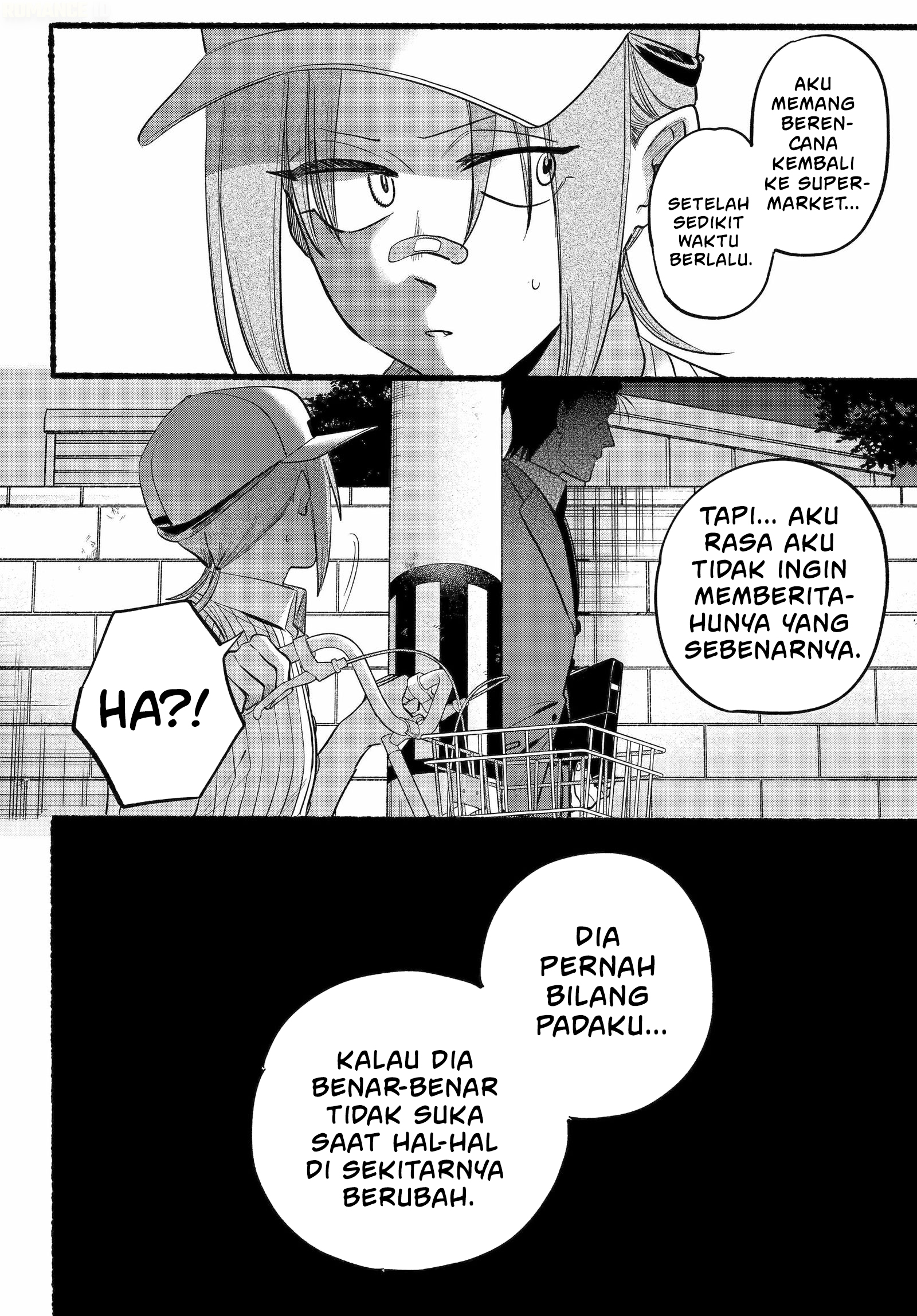 A Story About Smoking at the Back of the Supermarket (Super no Ura de Yani Suu Futari) Chapter 45 Bahasa Indonesia