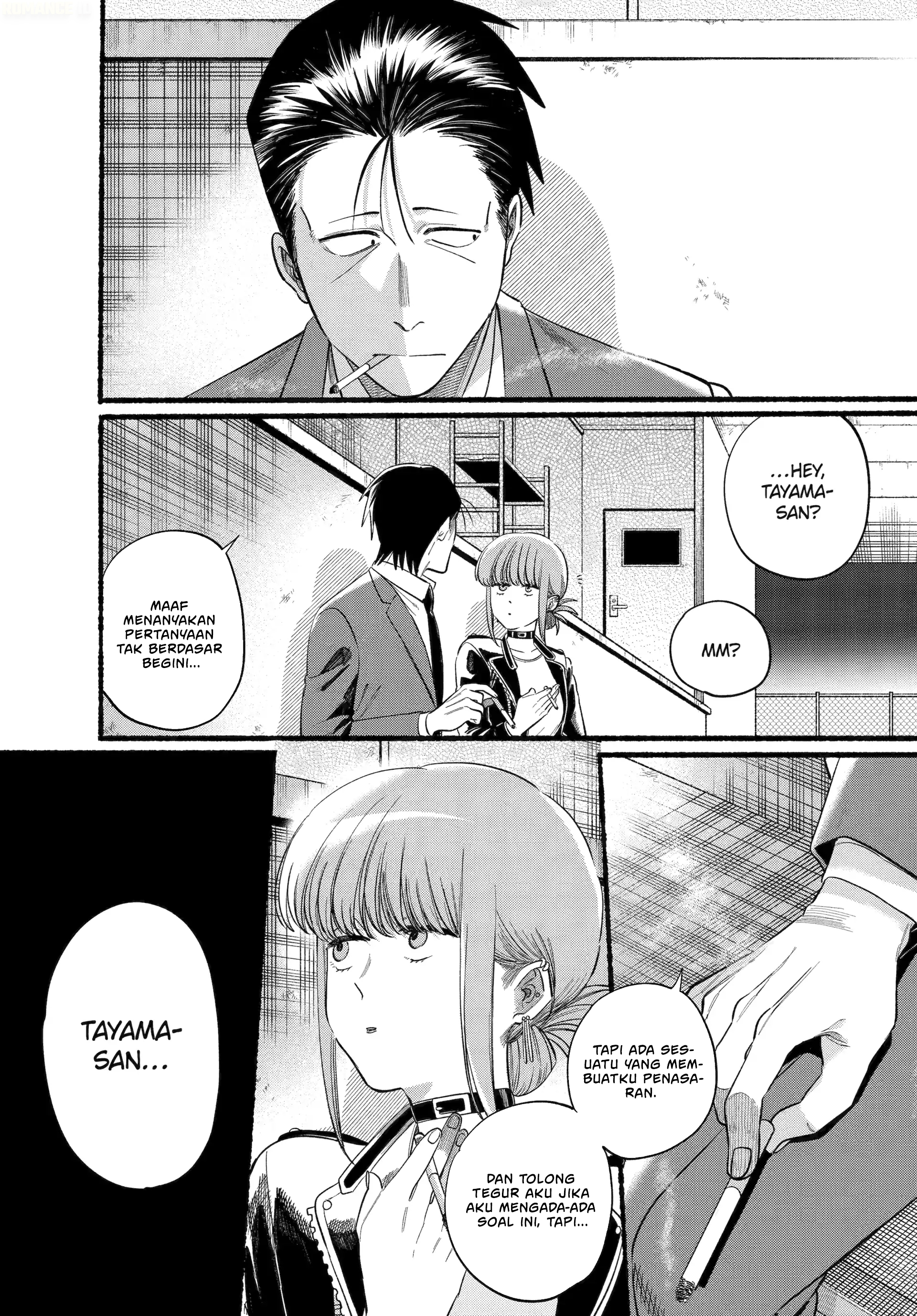 A Story About Smoking at the Back of the Supermarket (Super no Ura de Yani Suu Futari) Chapter 46 Bahasa Indonesia