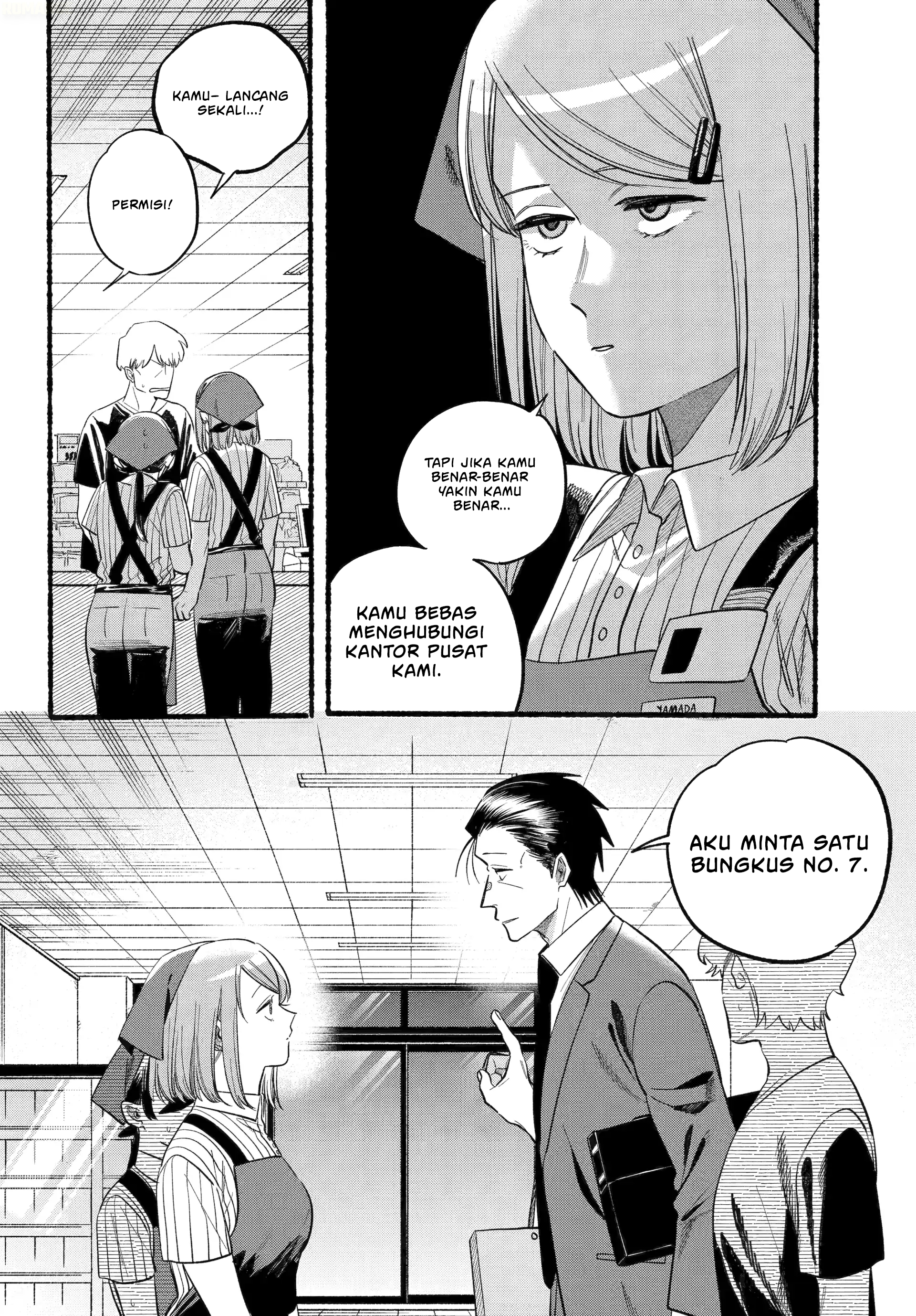 A Story About Smoking at the Back of the Supermarket (Super no Ura de Yani Suu Futari) Chapter 46 Bahasa Indonesia