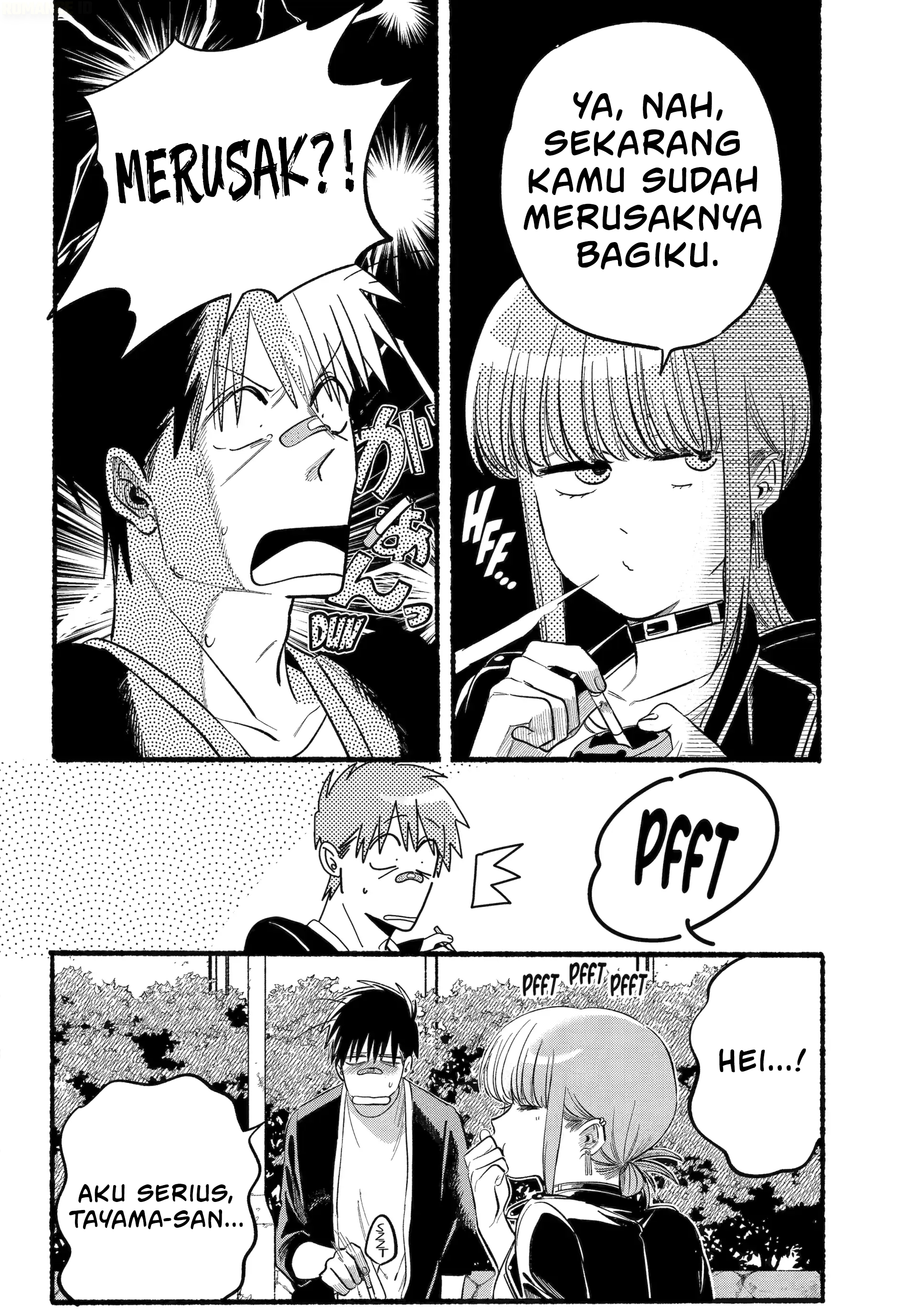 A Story About Smoking at the Back of the Supermarket (Super no Ura de Yani Suu Futari) Chapter 46 Bahasa Indonesia