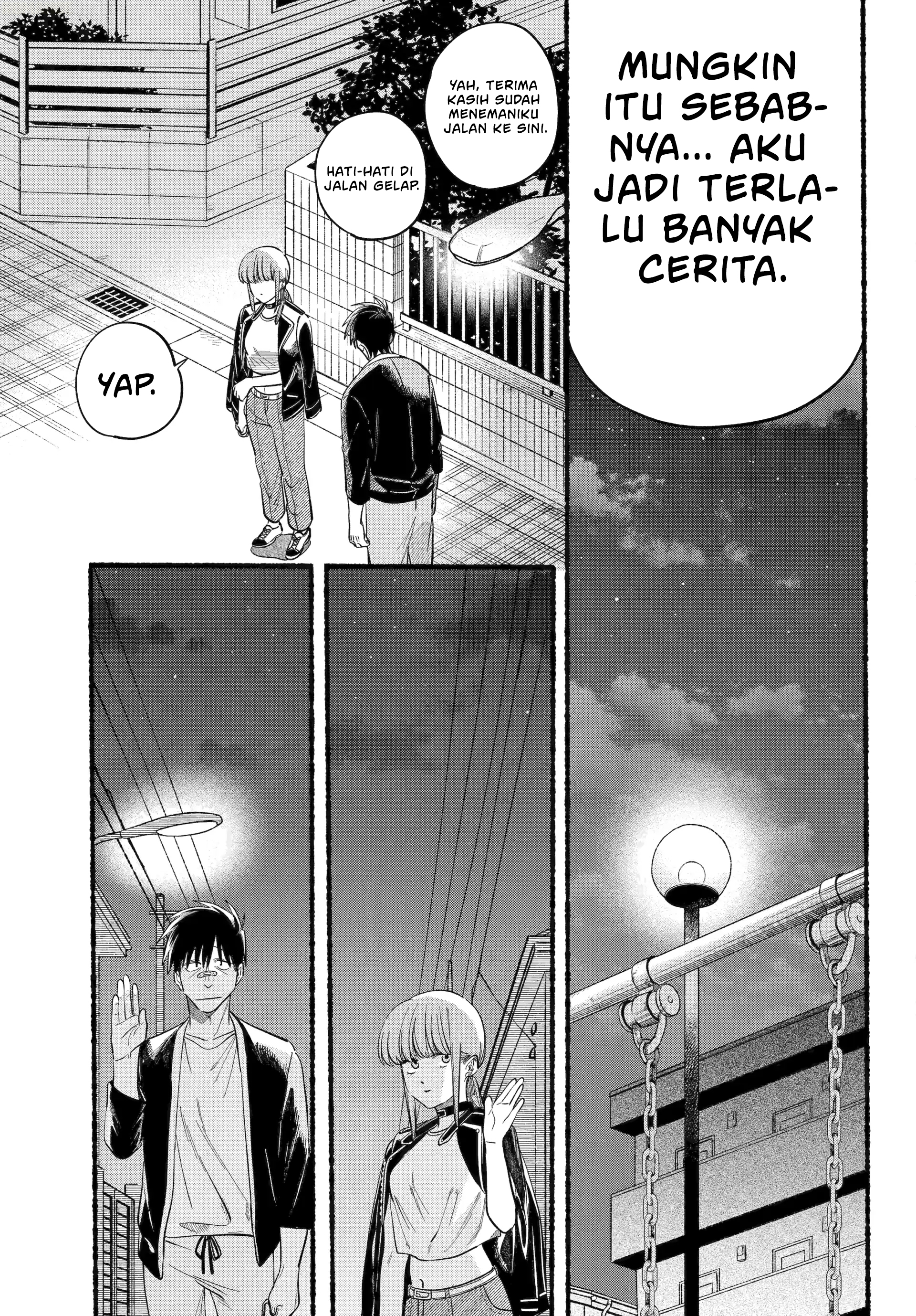 A Story About Smoking at the Back of the Supermarket (Super no Ura de Yani Suu Futari) Chapter 46 Bahasa Indonesia