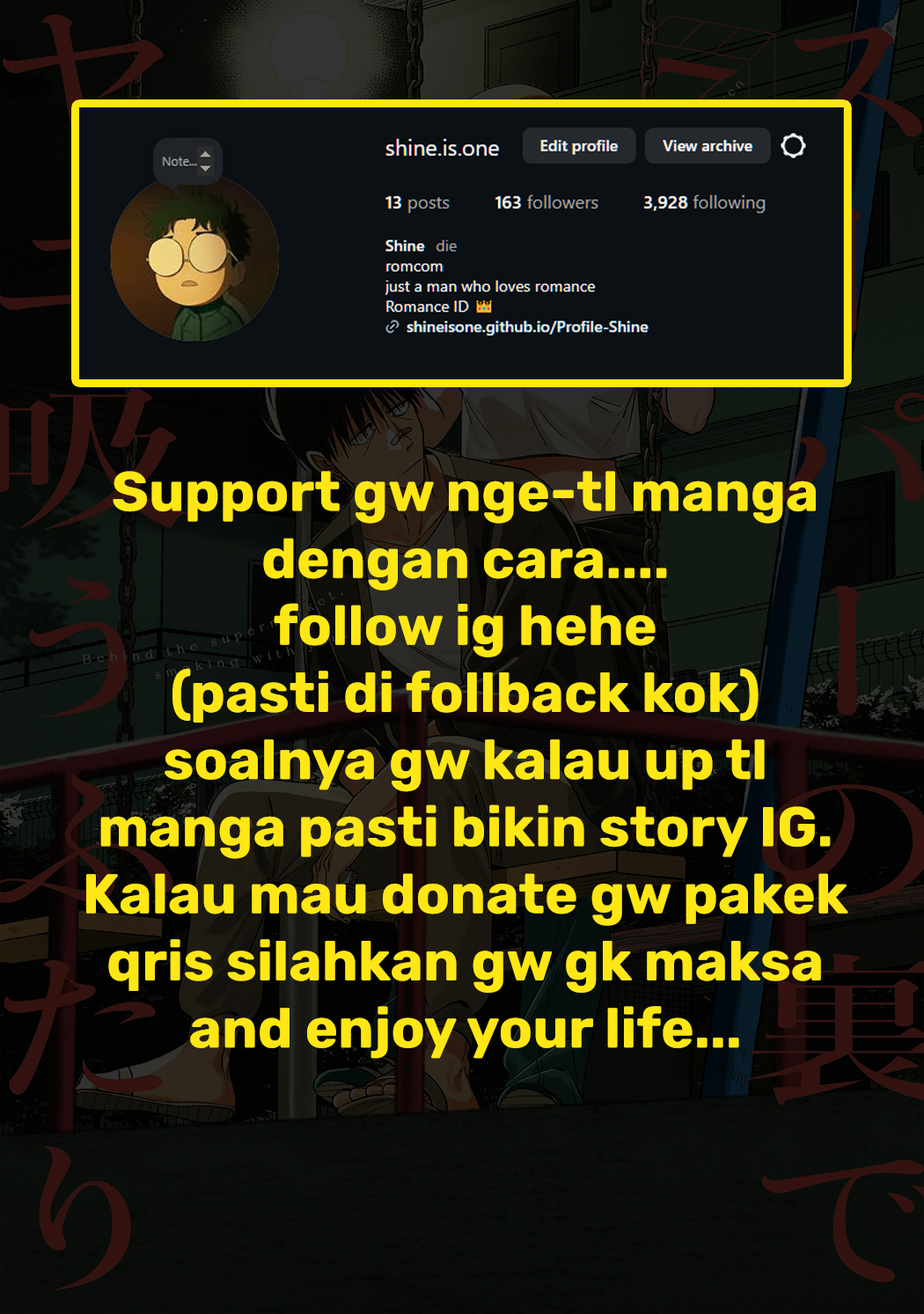 A Story About Smoking at the Back of the Supermarket (Super no Ura de Yani Suu Futari) Chapter 46 Bahasa Indonesia