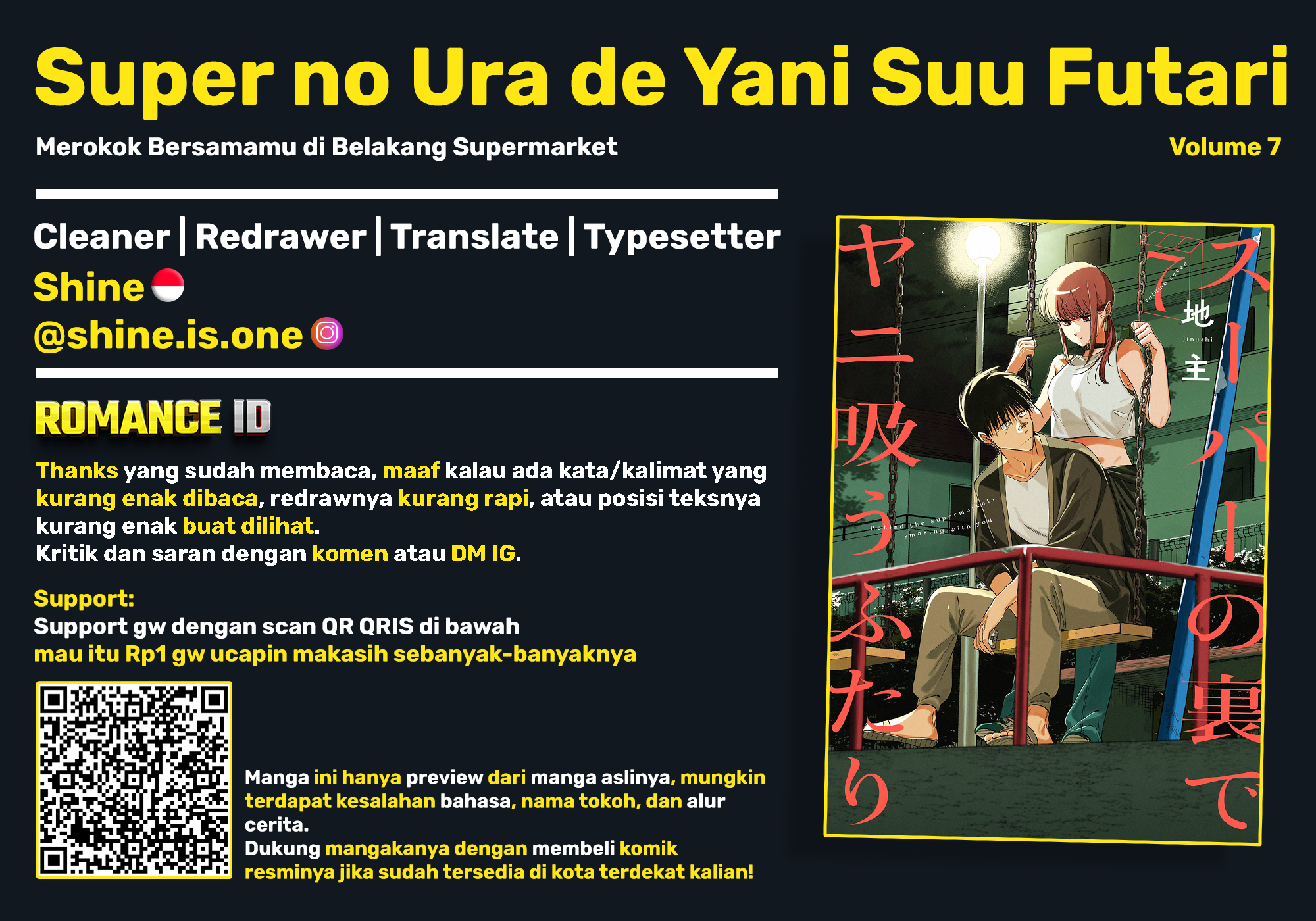 A Story About Smoking at the Back of the Supermarket (Super no Ura de Yani Suu Futari) Chapter 50 Bahasa Indonesia