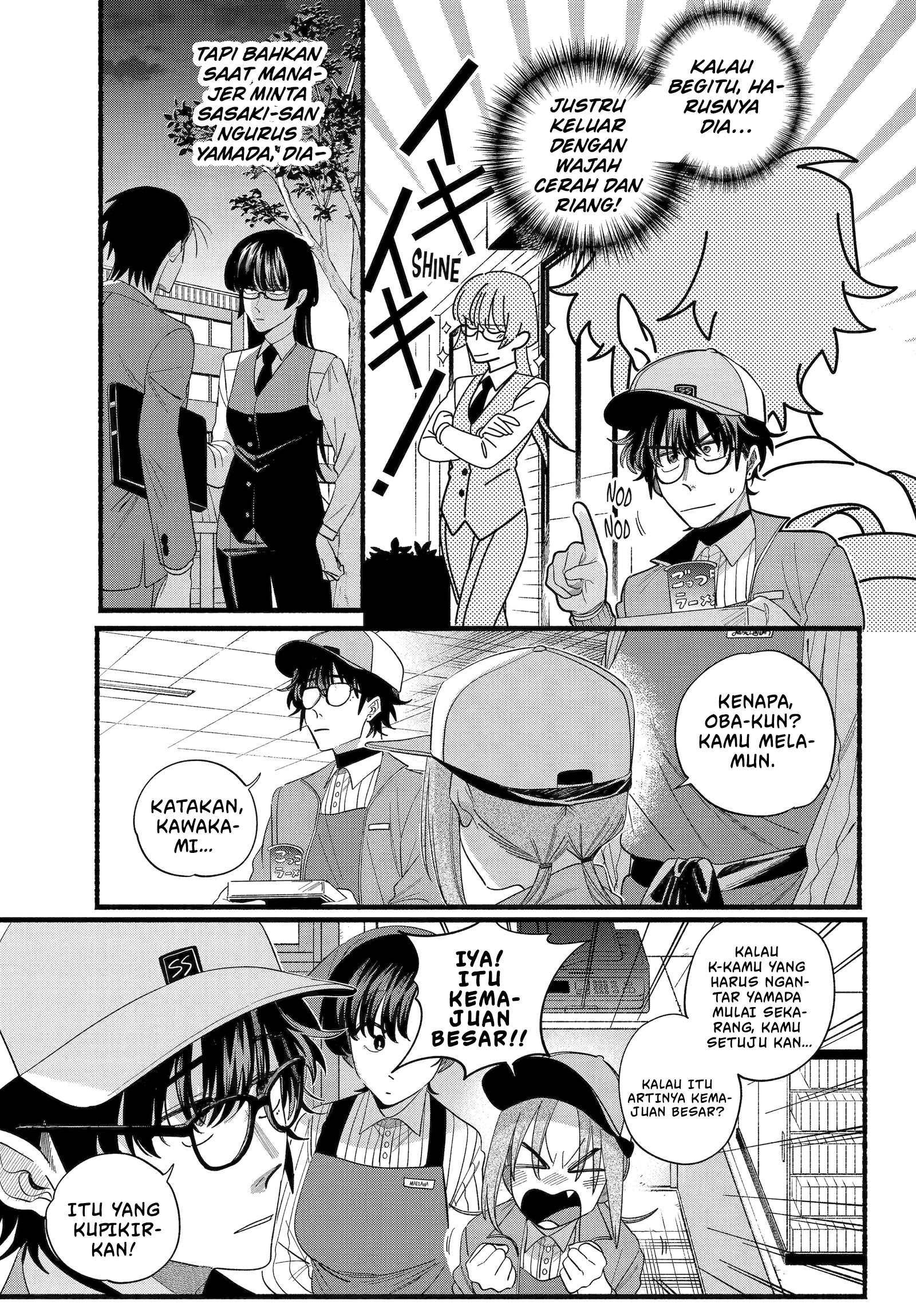 A Story About Smoking at the Back of the Supermarket (Super no Ura de Yani Suu Futari) Chapter 52 Bahasa Indonesia