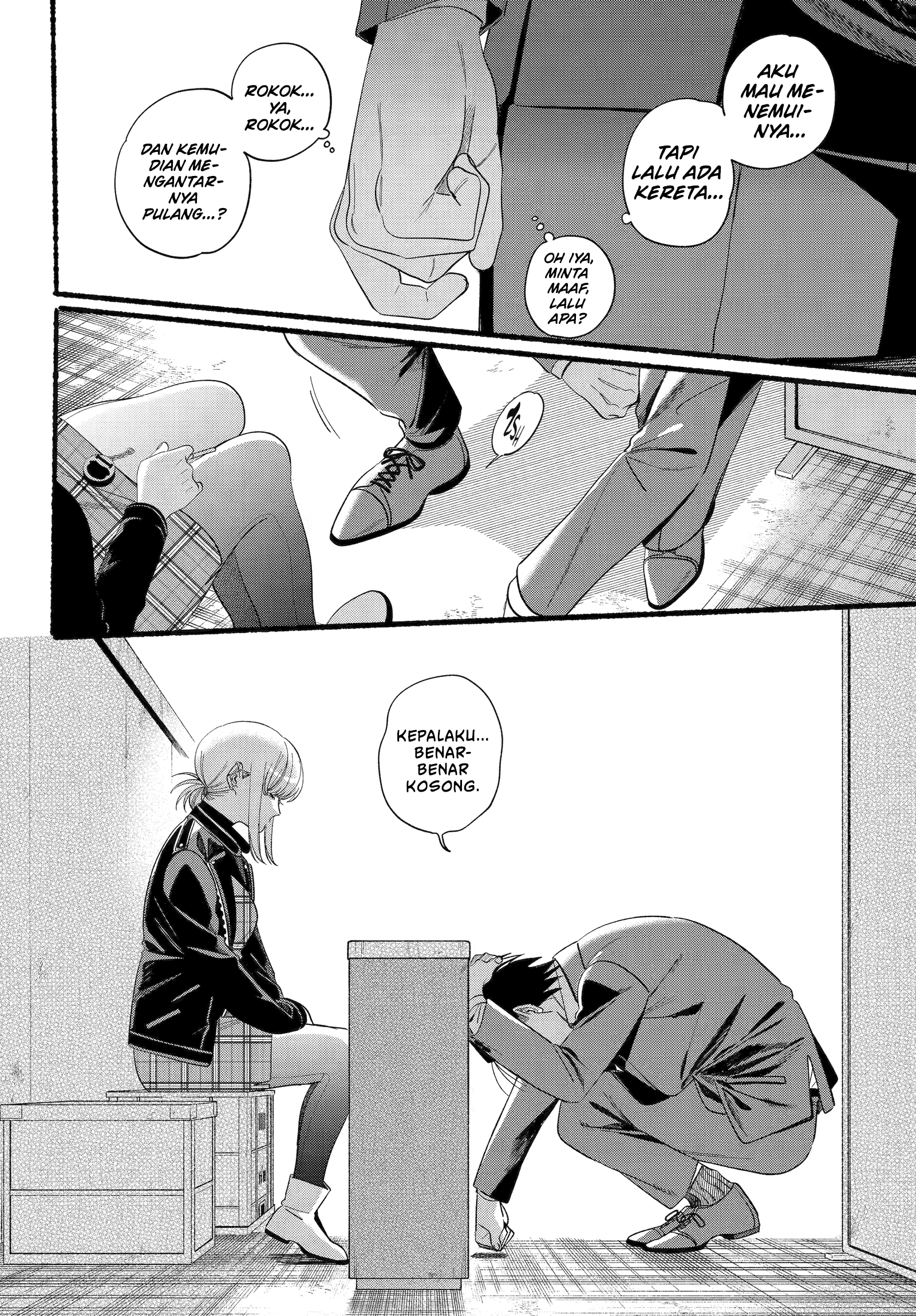 A Story About Smoking at the Back of the Supermarket (Super no Ura de Yani Suu Futari) Chapter 52 Bahasa Indonesia