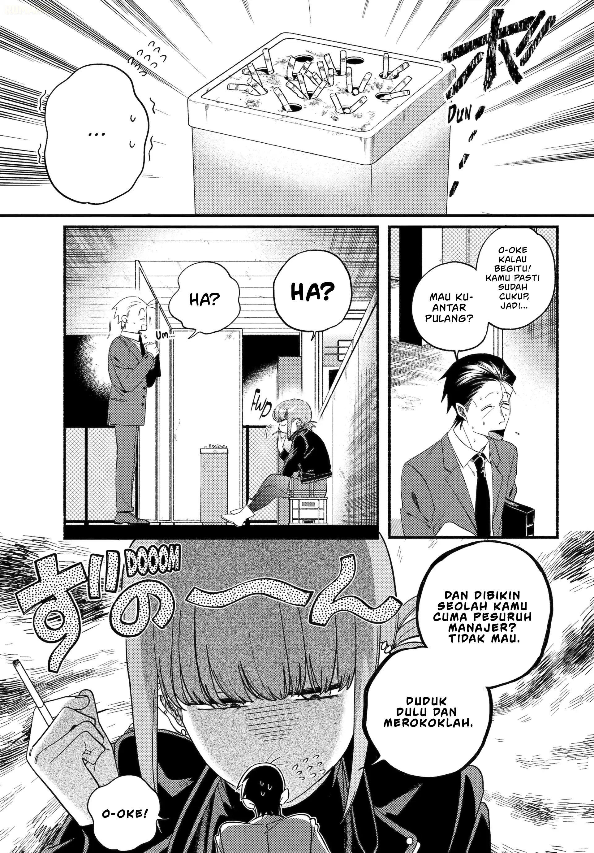 A Story About Smoking at the Back of the Supermarket (Super no Ura de Yani Suu Futari) Chapter 53 Bahasa Indonesia