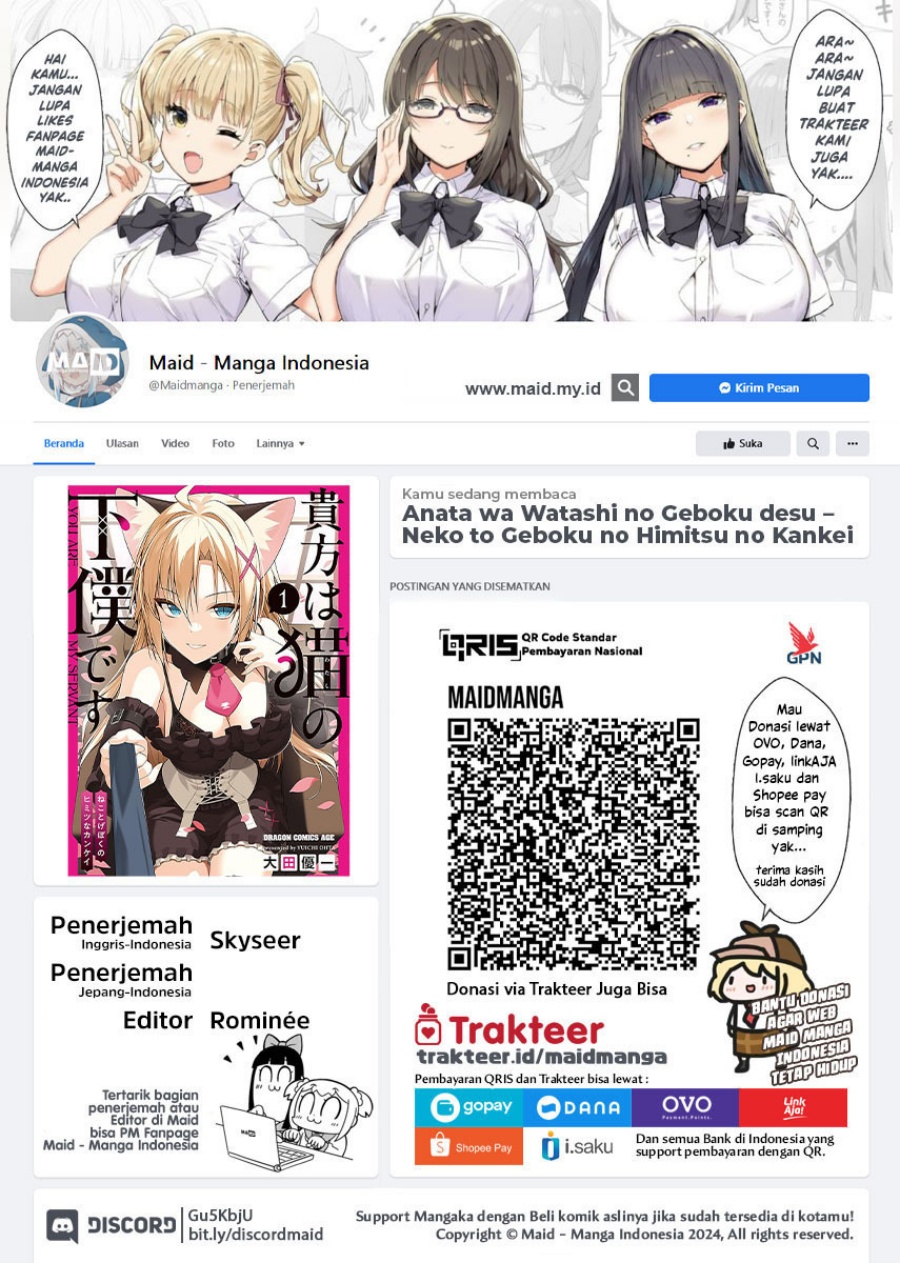 Anata wa Watashi no Geboku desu – Neko to Geboku no Himitsu no Kankei Chapter 03 Bahasa Indonesia