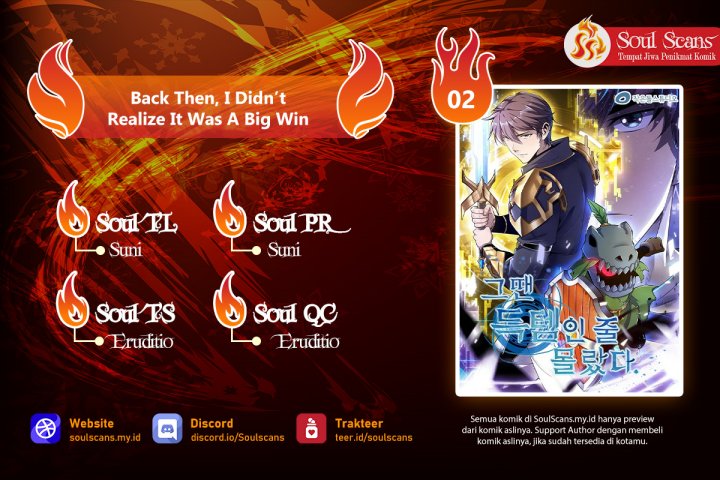 Back Then, I Didn’t Realize It Was A Big Win Chapter 02 Bahasa Indonesia