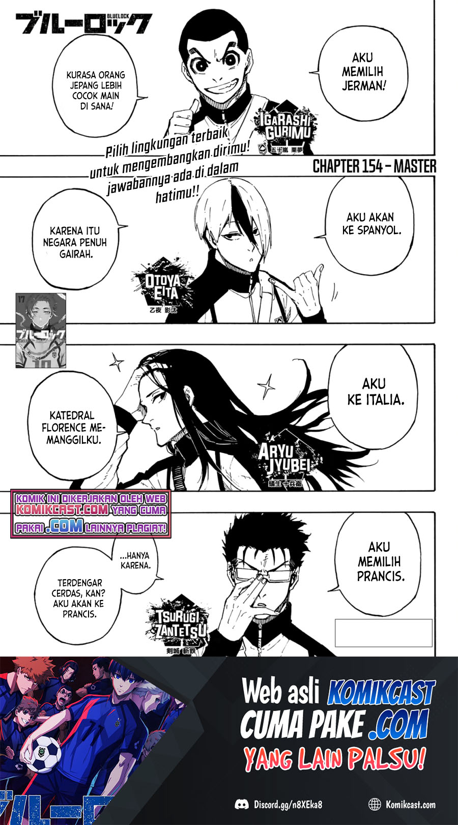 Blue Lock Chapter 154 Bahasa Indonesia