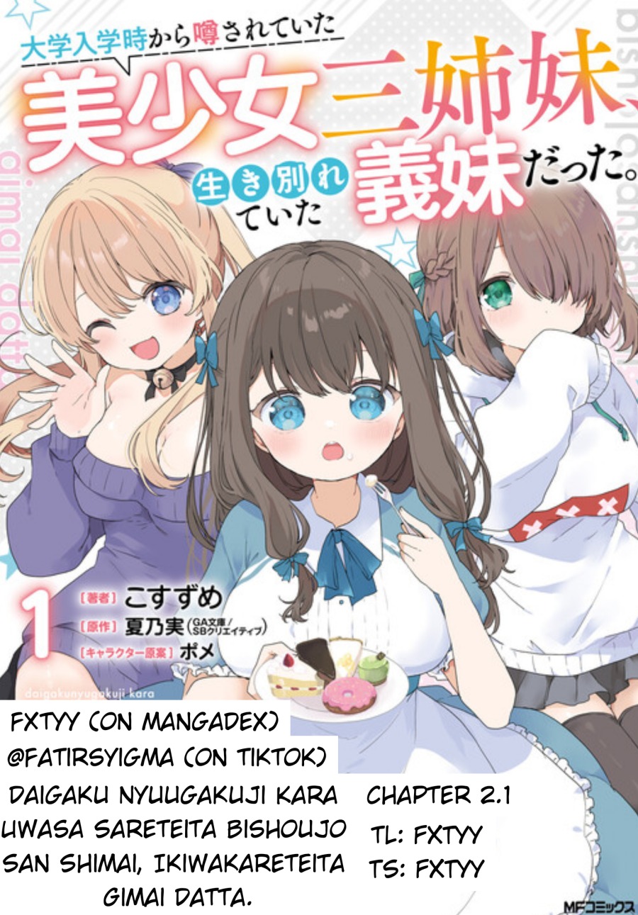 Daigaku Nyuugakuji Kara Uwasa Sareteita Bishoujo San Shimai, Ikiwakareteita Gimai Datta. chapter 2