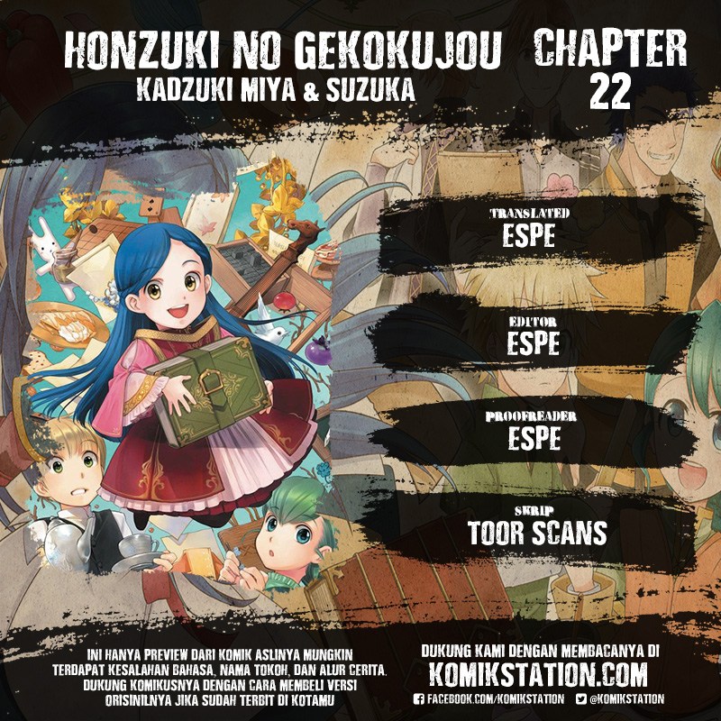Honzuki no Gekokujou Chapter 22 Bahasa Indonesia