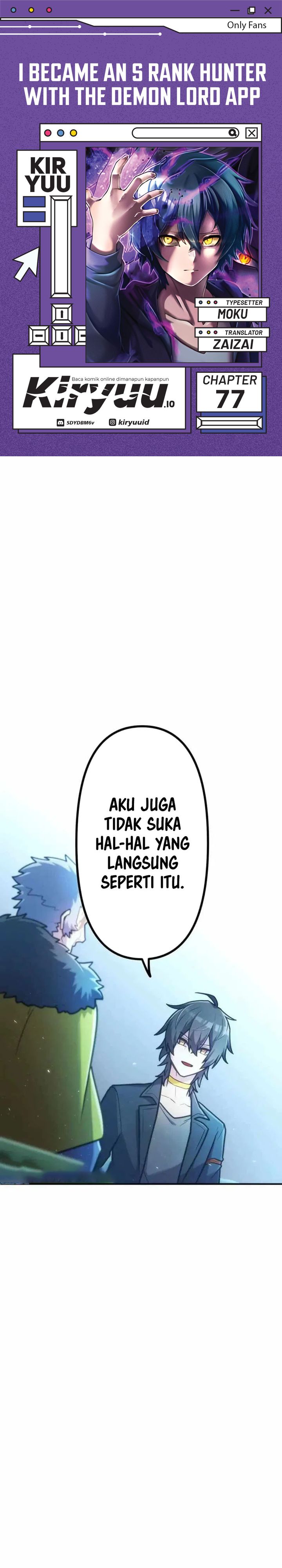 I Became an S-Rank Hunter With the Demon Lord App Chapter 77 Bahasa Indonesia