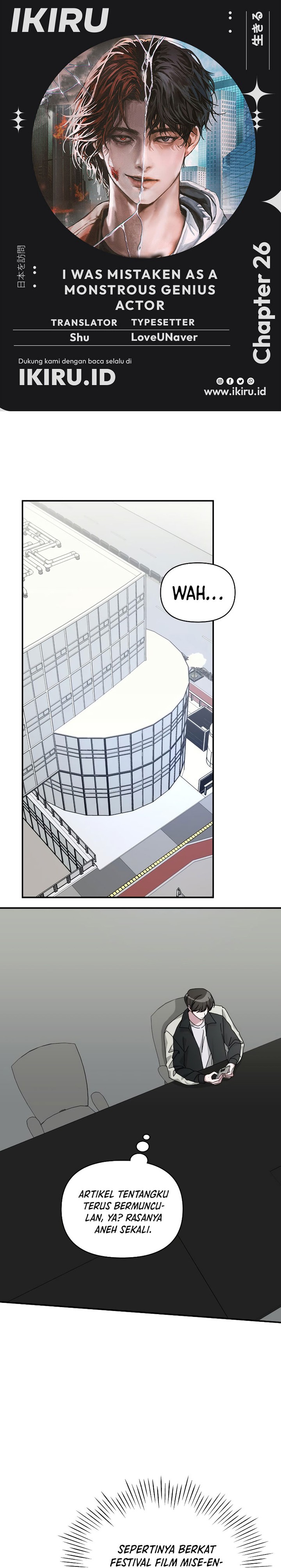 I Was Immediately Mistaken for a Monster Genius Actor Chapter 26 Bahasa Indonesia