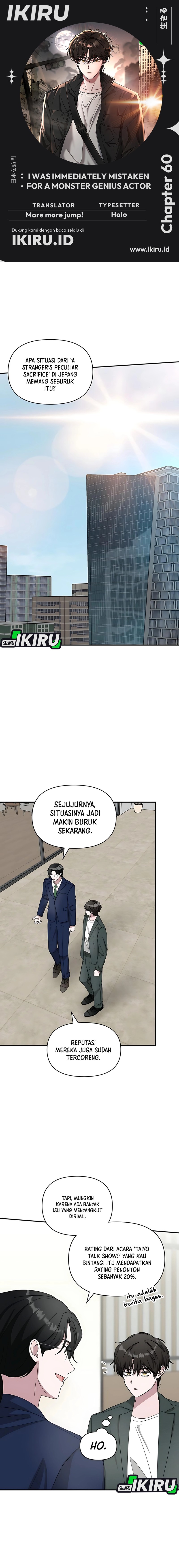 I Was Immediately Mistaken for a Monster Genius Actor Chapter 60 Bahasa Indonesia