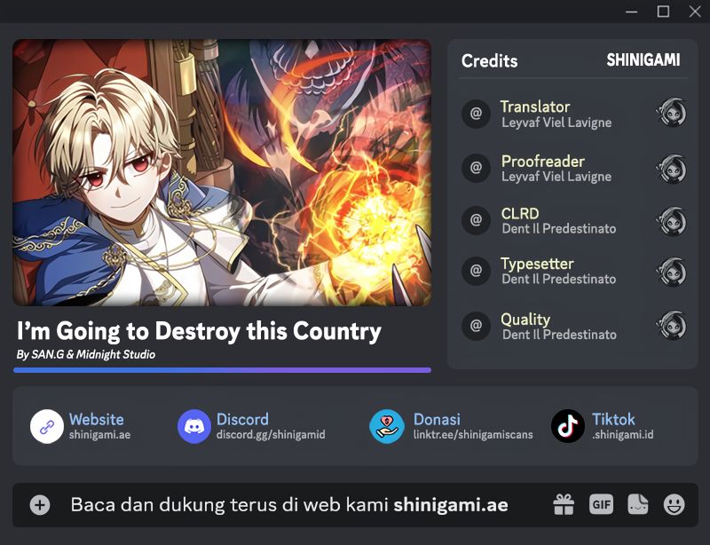 I’m Going To Destroy This Country Chapter 20 Bahasa Indonesia