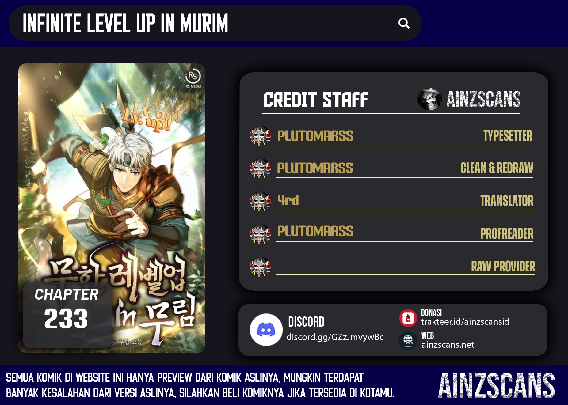 Infinite Level Up in Murim Chapter 233 Bahasa Indonesia