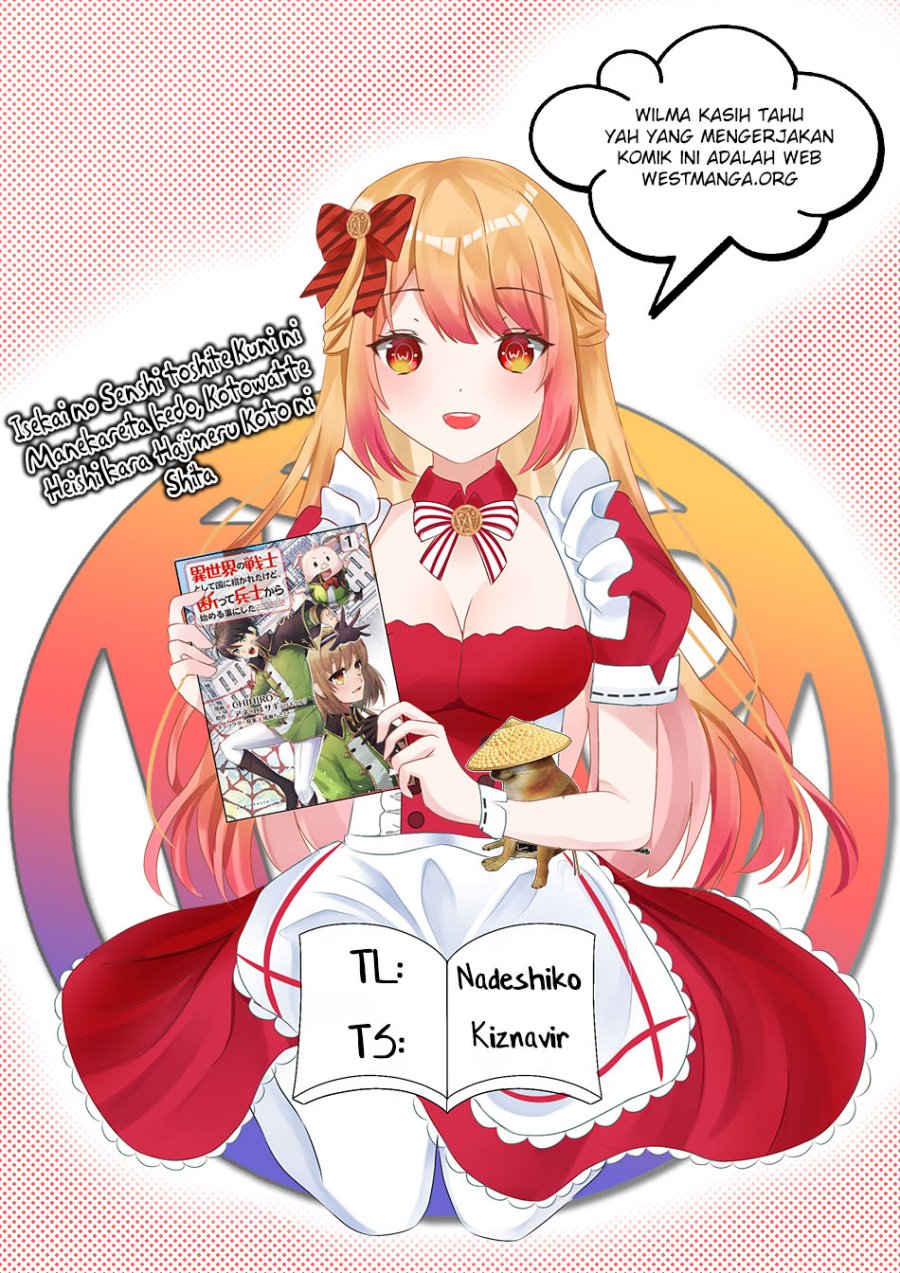 Isekai no Senshi toshite Kuni ni Manekareta kedo, Kotowatte Heishi kara Hajimeru Koto ni Shita Chapter 11 Bahasa Indonesia