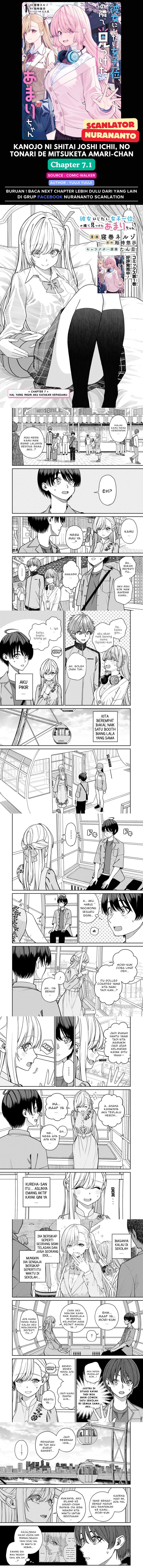 Kanojo ni shitai Joshi Ichii, no Tonari de Mitsuketa Amari-chan Chapter 07.1 Bahasa Indonesia