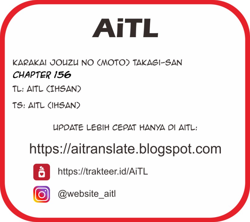 Karakai Jouzu no (Moto) Takagi-san Chapter 156 Bahasa Indonesia