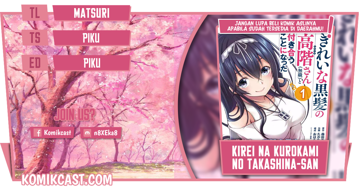 Kirei na Kurokami no Takashina-san (Mushoku) to Tsukiau Koto ni Natta Chapter 04.1 Bahasa Indonesia