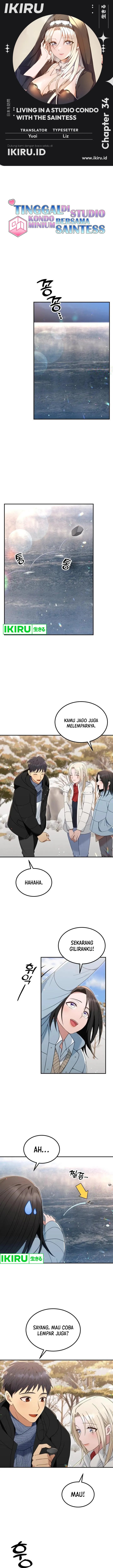 Living in a Studio Condo With the Saintess Chapter 34 Bahasa Indonesia