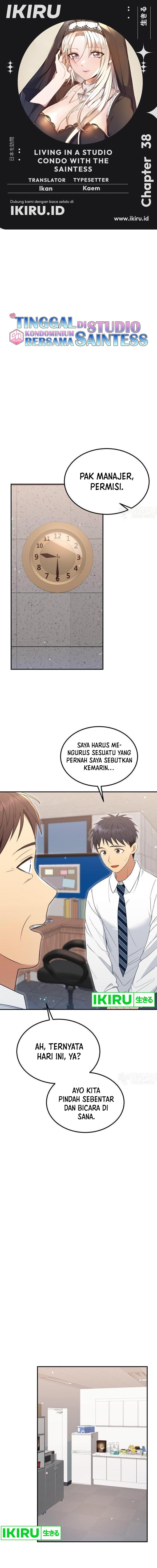 Living in a Studio Condo With the Saintess Chapter 38 Bahasa Indonesia