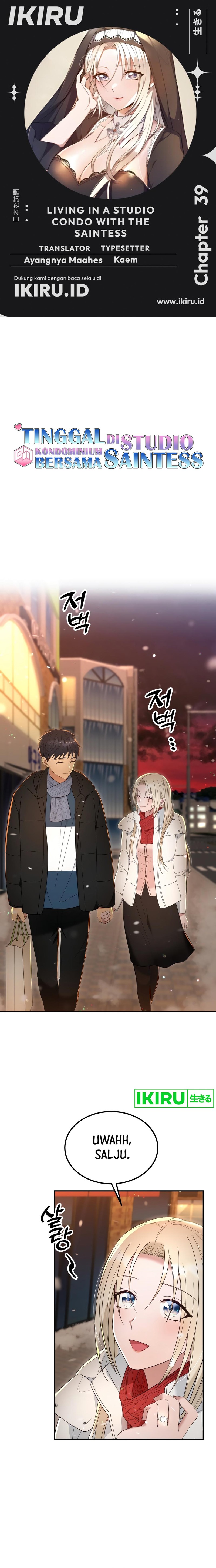 Living in a Studio Condo With the Saintess Chapter 39 Bahasa Indonesia