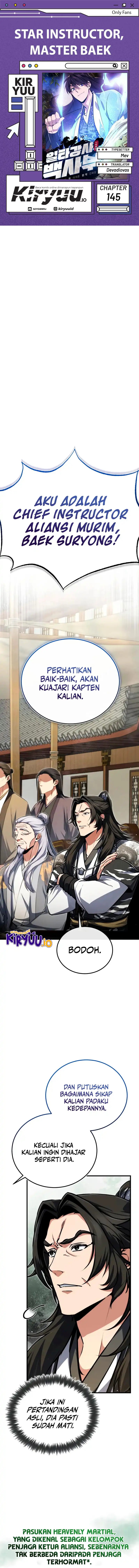 Number One Star Instructor Master Baek Chapter 145 Bahasa Indonesia