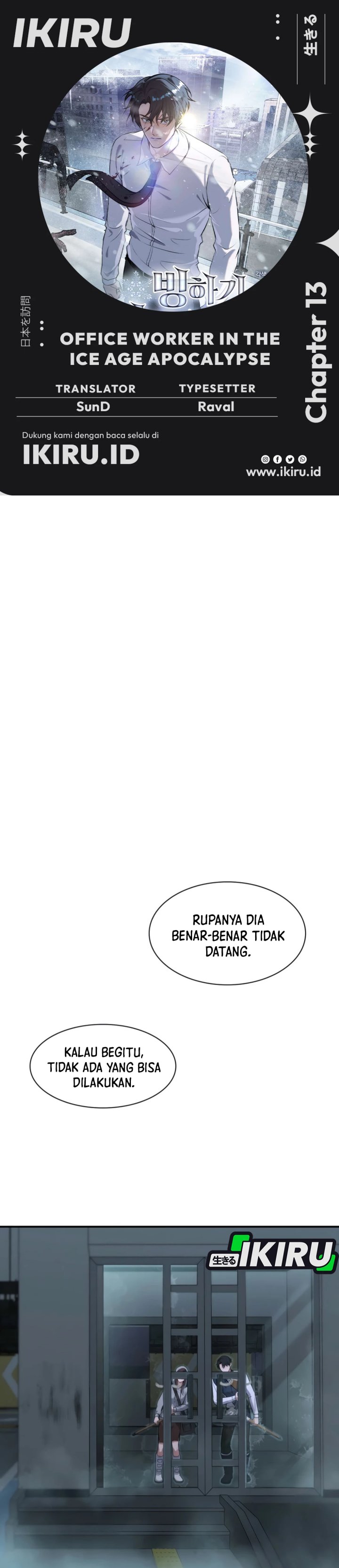 Office Worker in the Ice Age Apocalypse Chapter 13 Bahasa Indonesia
