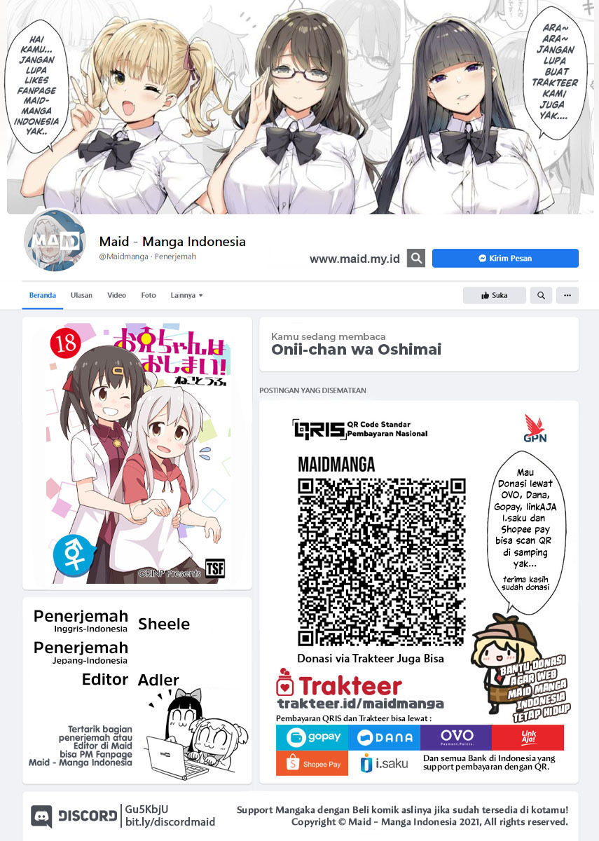 Onii-chan wa Oshimai Chapter 59 Bahasa Indonesia