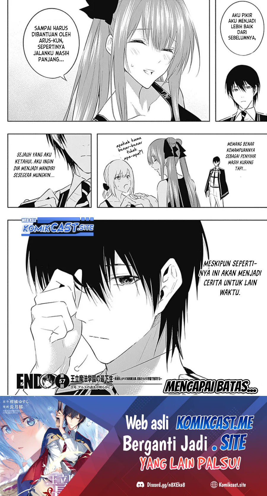 Ouritsu Mahou Gakuen no Saikasei: Slum Agari no Saikyou Mahoushi, Kizoku darake no Gakuen de Musou suru Chapter 57 Bahasa Indonesia