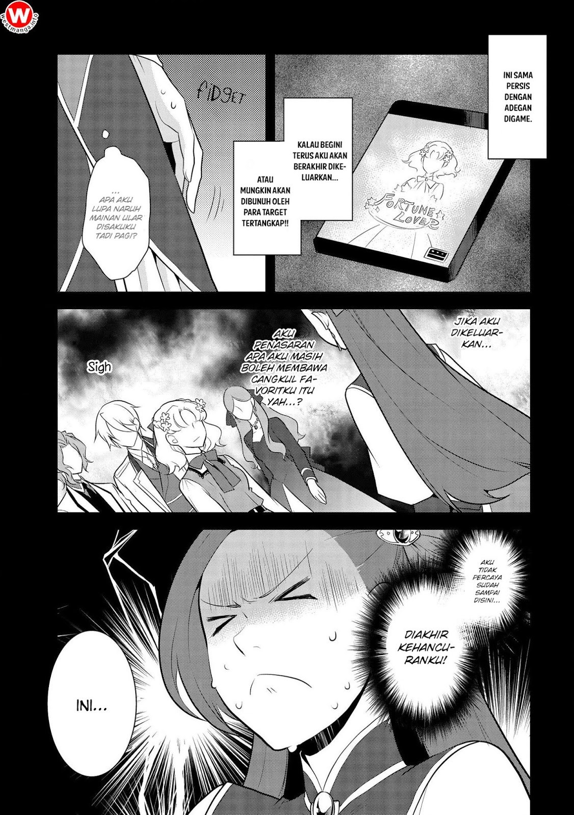 Otome Game no Hametsu Flag shika nai Akuyaku Reijou ni Tensei shite shimatta Chapter 14 Bahasa Indonesia