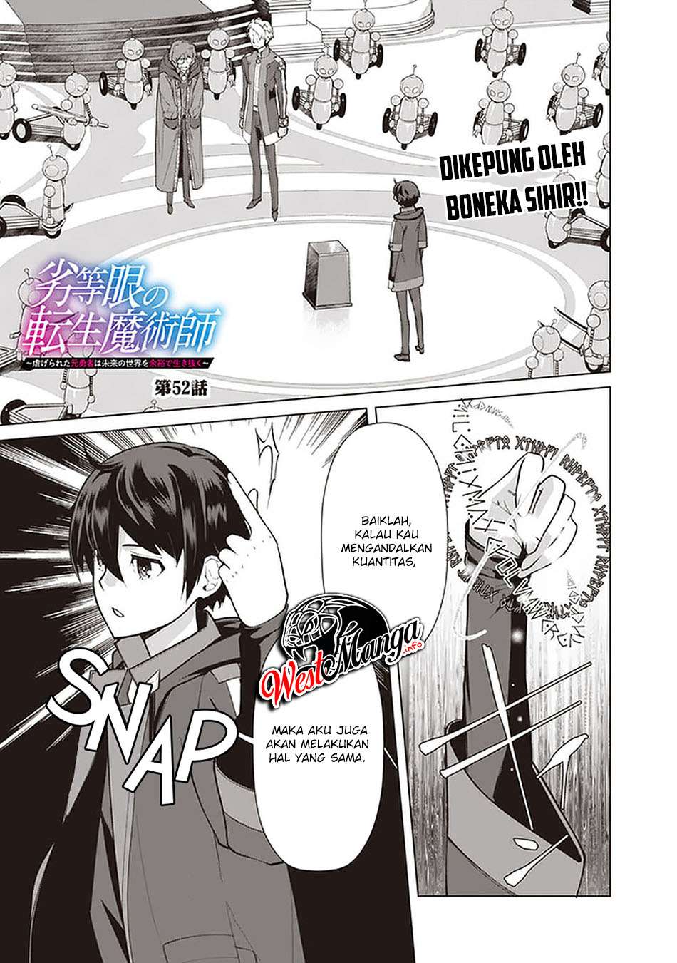 Rettou Me no Tensei Majutsushi Shiitage Rareta Moto Yuusha wa Mirai no Sekai o Yoyuu de Ikinuku Chapter 52 Bahasa Indonesia