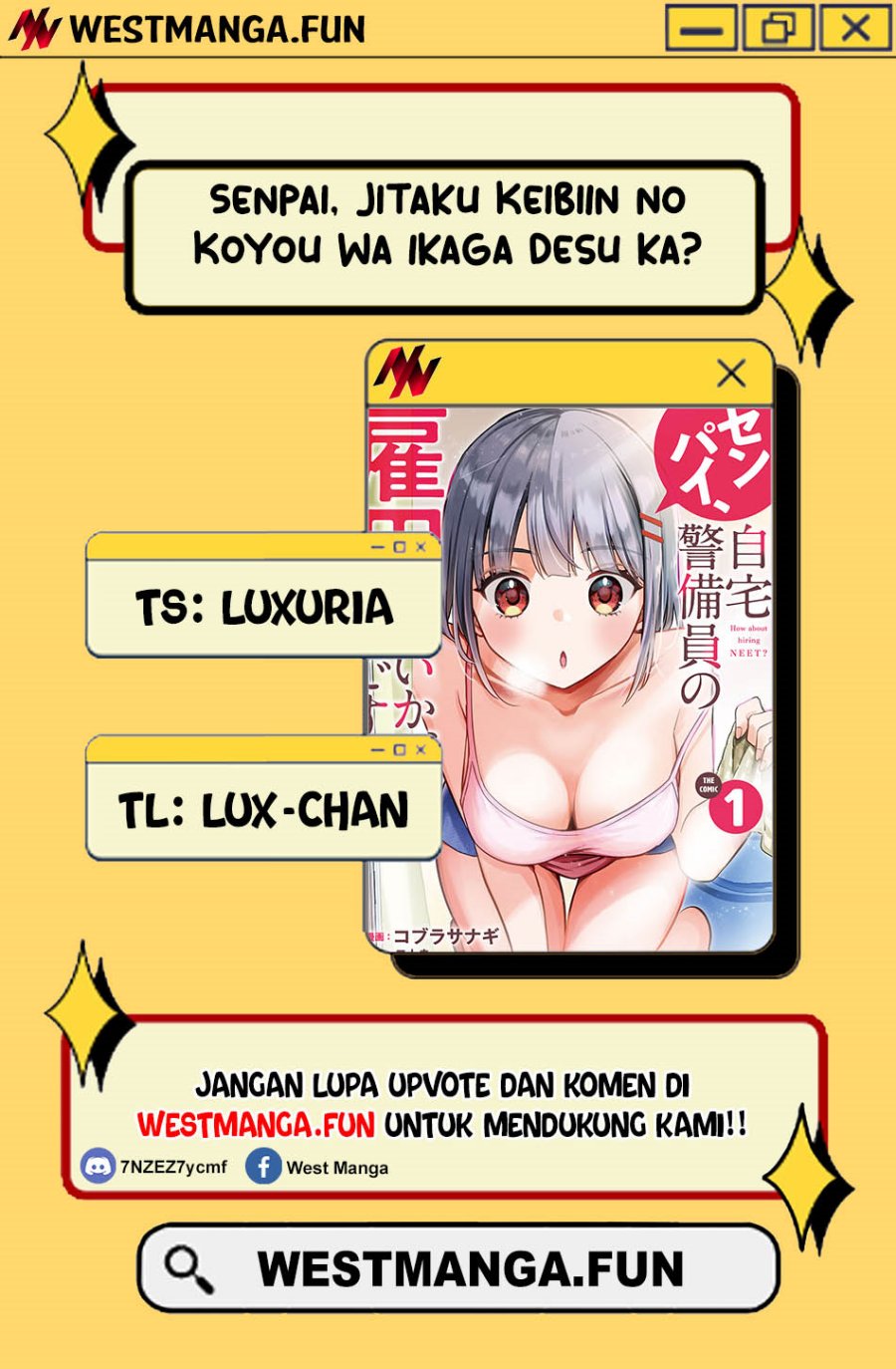 Senpai, Jitaku Keibiin no Koyou wa Ikaga desu ka? Chapter 01 Bahasa Indonesia