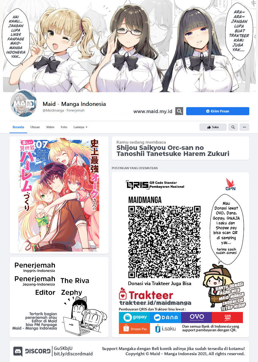 Shijou Saikyou Orc-san no Tanoshii Tanetsuke Harem Zukuri Chapter 70 Bahasa Indonesia