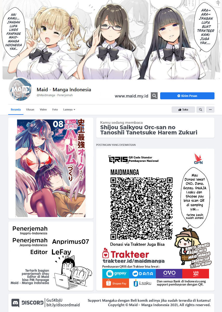 Shijou Saikyou Orc-san no Tanoshii Tanetsuke Harem Zukuri Chapter 88 Bahasa Indonesia