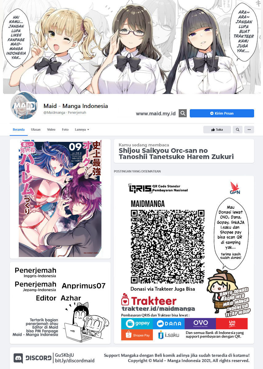 Shijou Saikyou Orc-san no Tanoshii Tanetsuke Harem Zukuri Chapter 94 Bahasa Indonesia