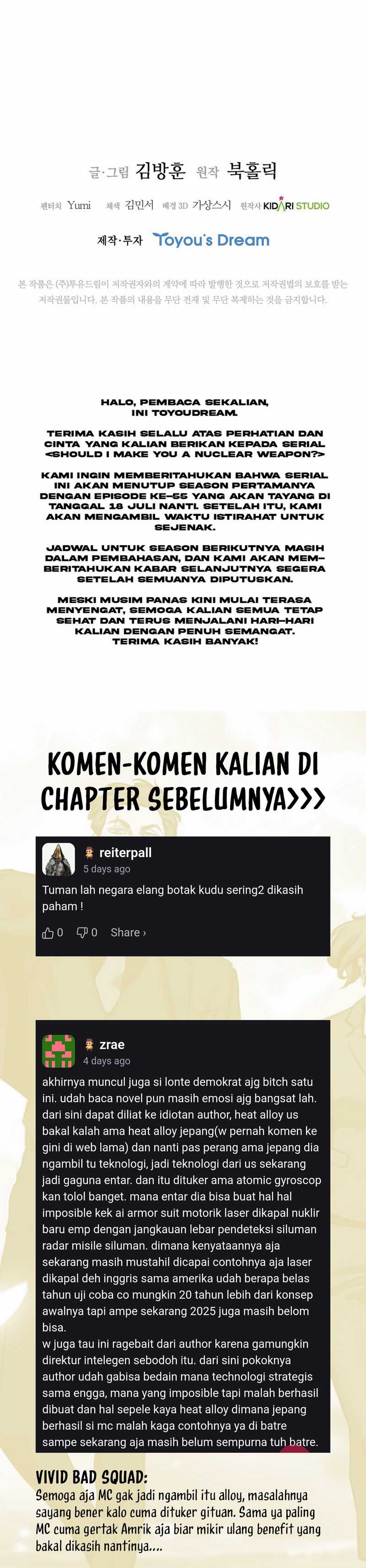 Should I Make You a Nuclear Weapon? Chapter 55 Bahasa Indonesia