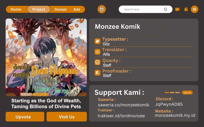 Start by changing your job to the God of Wealth and taming billions of divine pets! Chapter 10 Bahasa Indonesia
