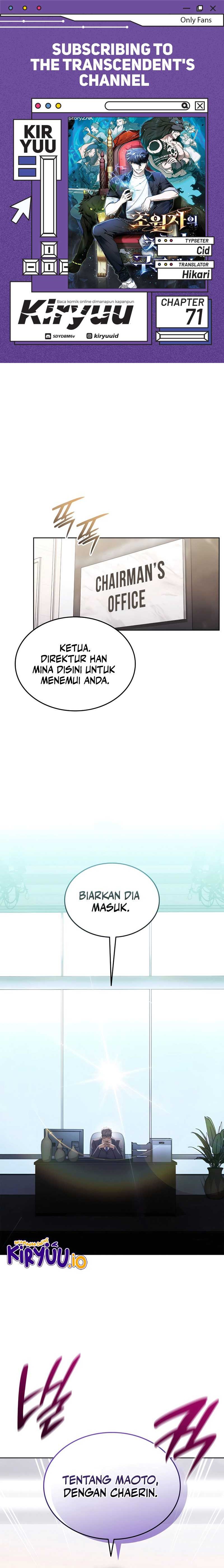 Subscribing to the Transcendent’s Channel Chapter 71 Bahasa Indonesia