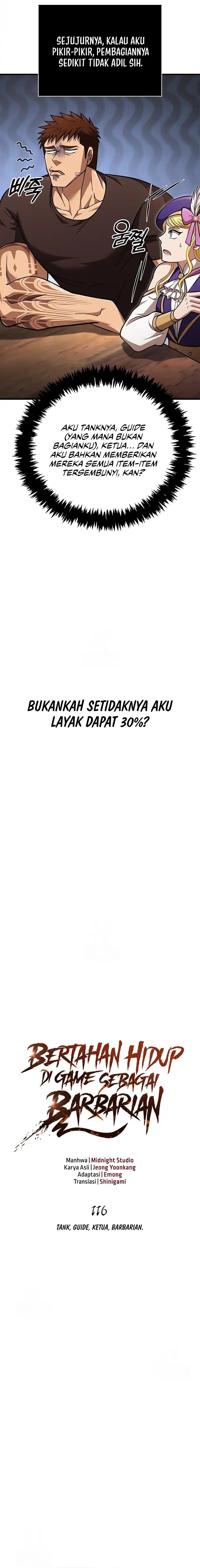Survive as a Barbarian in the Game Chapter 116 Bahasa Indonesia