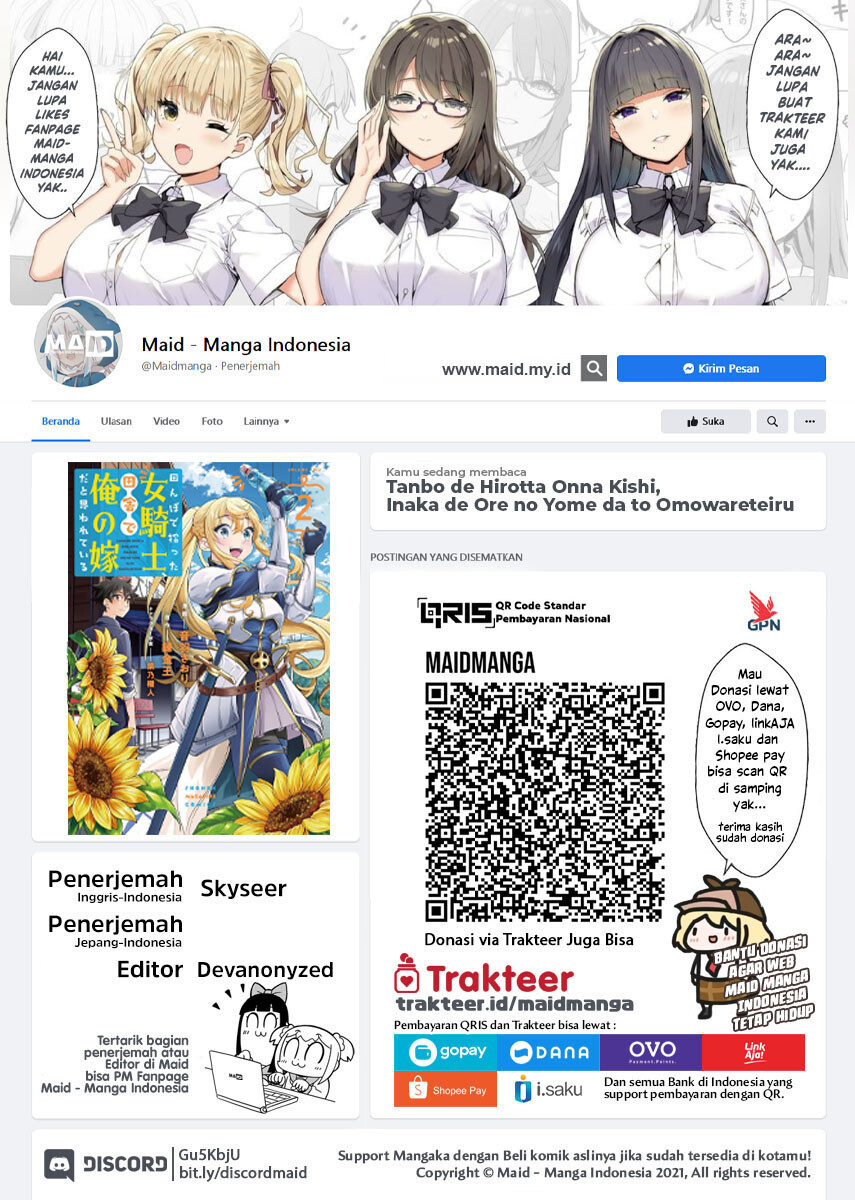 Tanbo de Hirotta Onna Kishi, Inaka de Ore no Yome da to Omowareteiru Chapter 19 Bahasa Indonesia