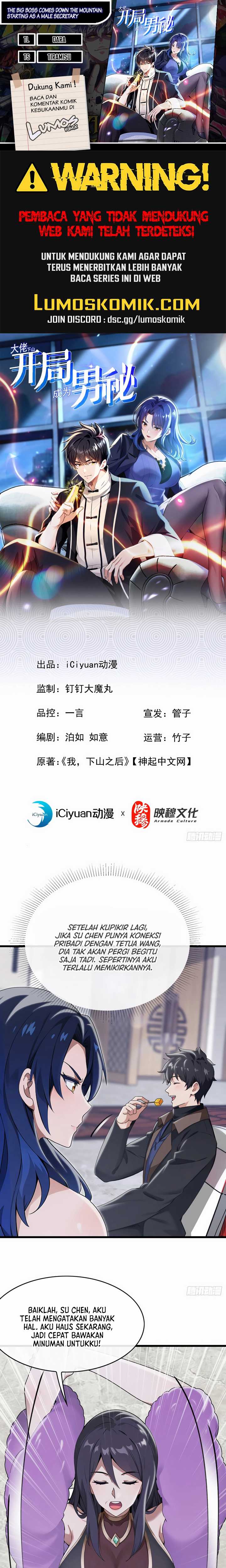 The Big Boss Comes Down the Mountain: Starting as a Male Secretary Chapter 12 Bahasa Indonesia