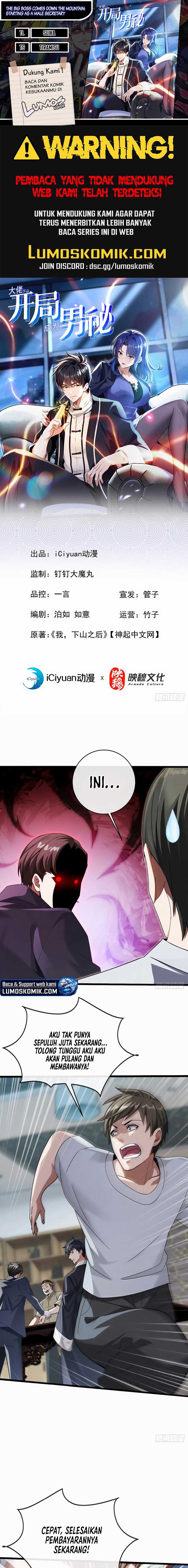 The Big Boss Comes Down the Mountain: Starting as a Male Secretary Chapter 22 Bahasa Indonesia