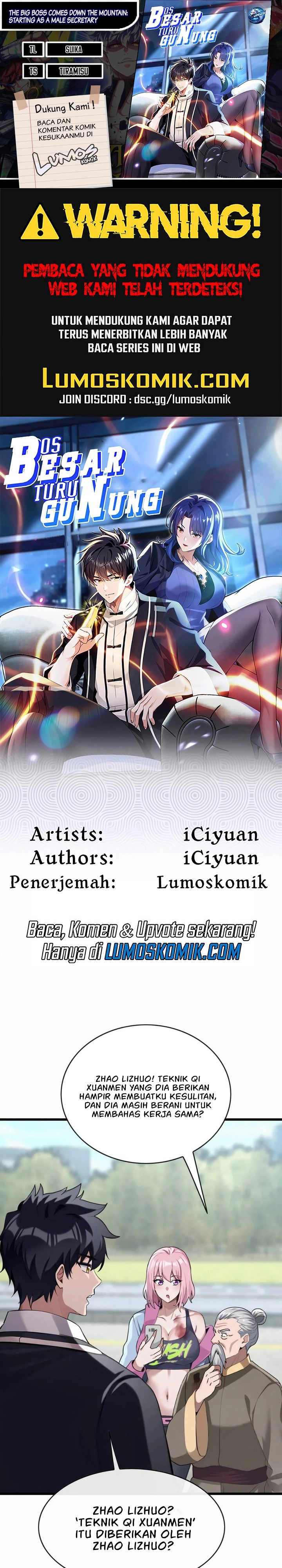 The Big Boss Comes Down the Mountain: Starting as a Male Secretary Chapter 31 Bahasa Indonesia