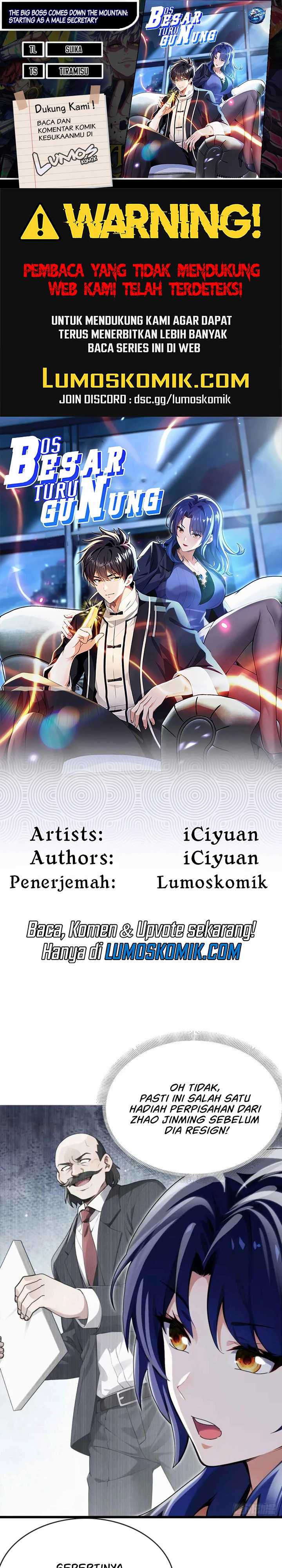 The Big Boss Comes Down the Mountain: Starting as a Male Secretary Chapter 34 Bahasa Indonesia