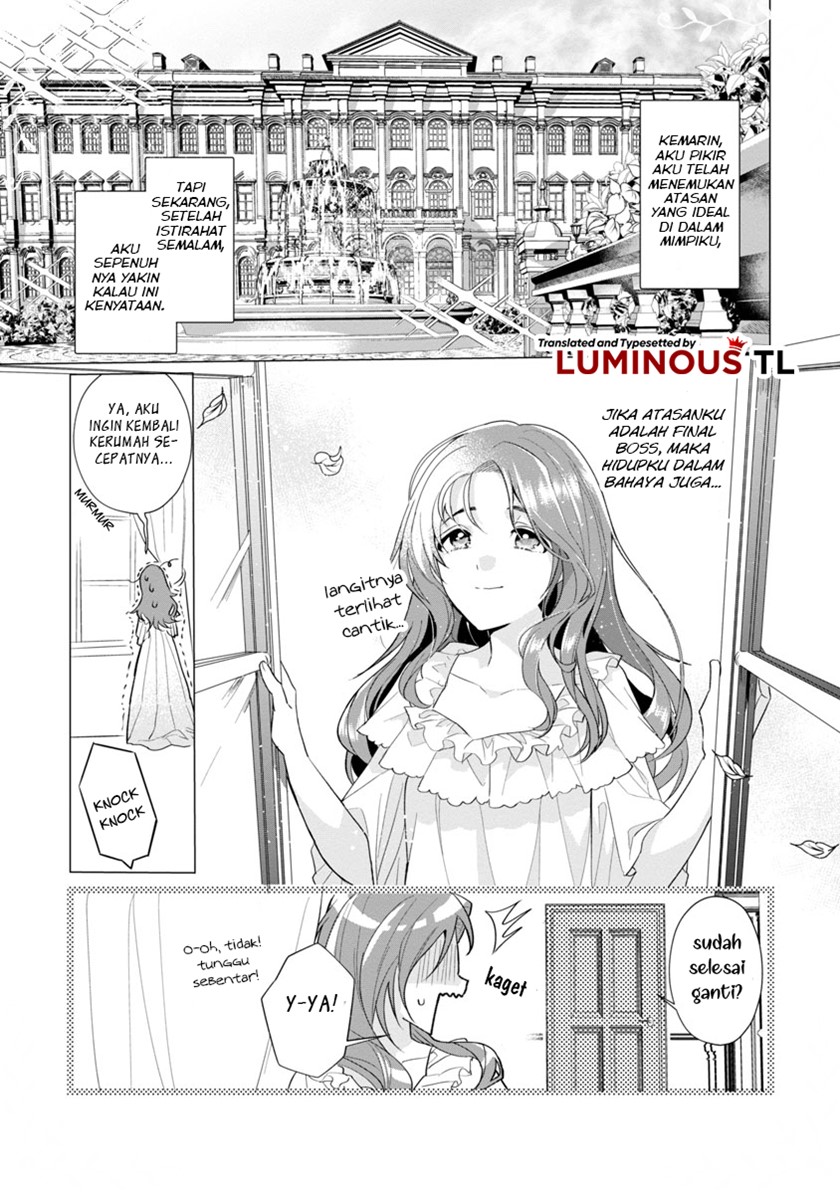 The Fed Up Office Lady Wants to Serve the Villainess Chapter 01 Bahasa Indonesia